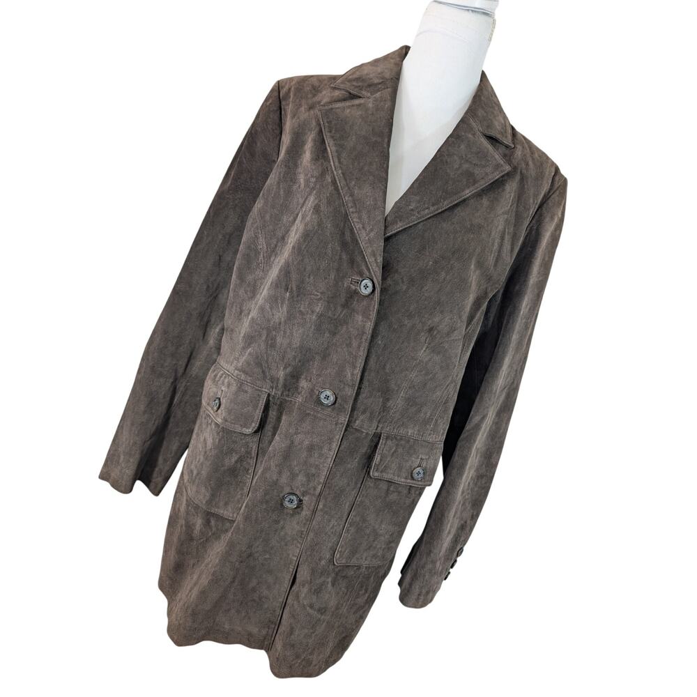 STYLE & CO.! DEEP COCOA BROWN GENUINE SUEDE LEATHER TAILORED JACKET, COAT! SZ XL - Picture 13 of 14